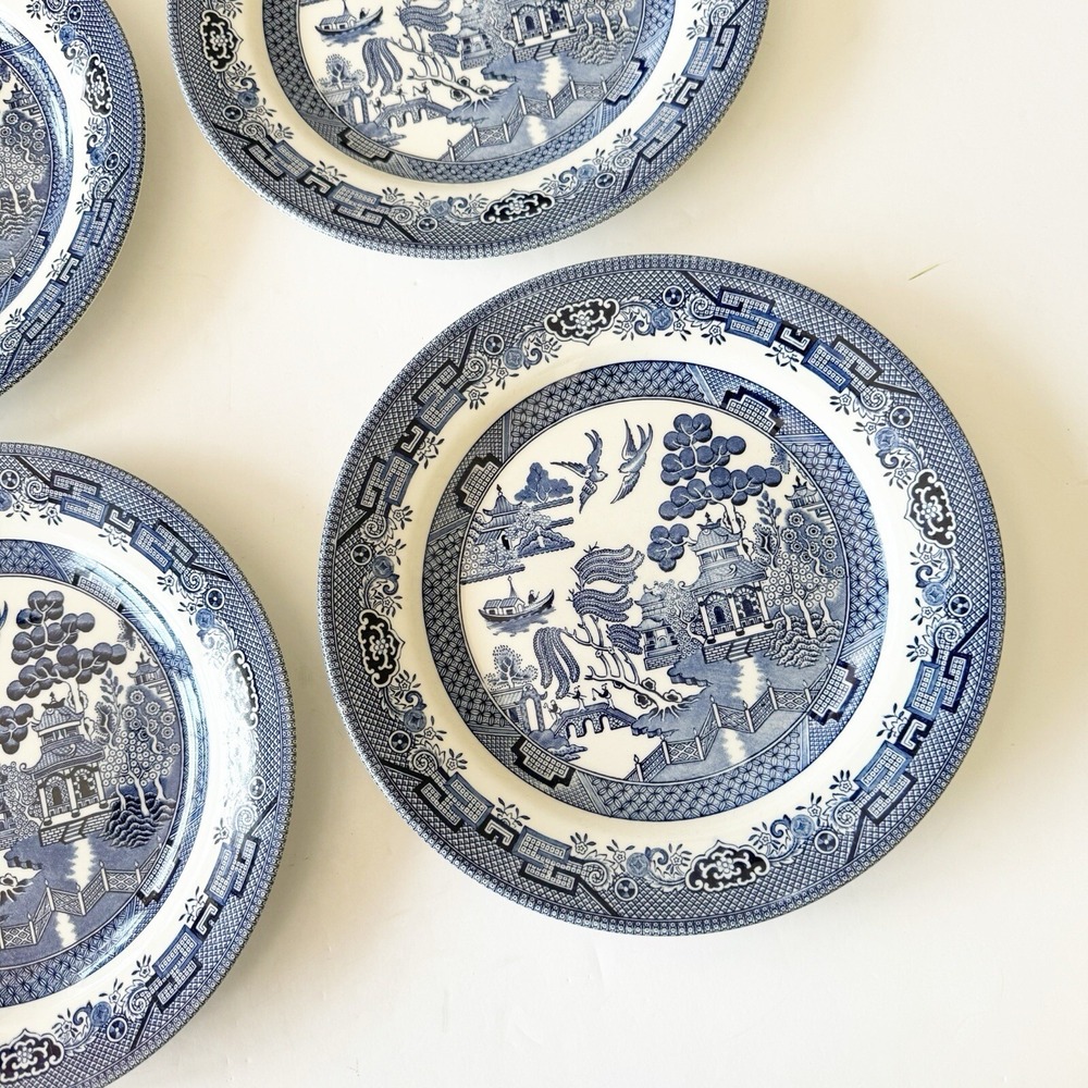 Churchill England Blue Willow Dinner Plates Set/4 10 1/4'' Lion Head Flow Blue - Picture 11 of 13